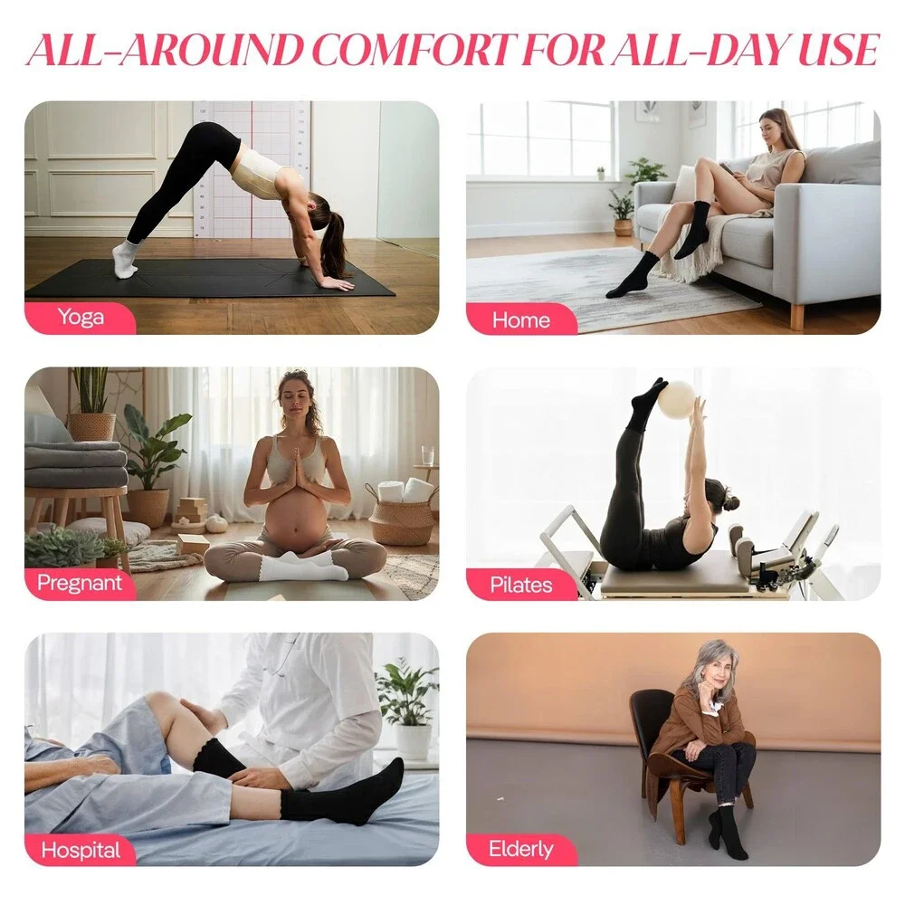 CoolMate Women's Pilates Grip Socks Non Slip Yoga Barre 4 Pairs 6-10 Fit - NWT